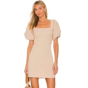 SNDYS Tuscany Dress Mini Puff Sleeve - Tan, Large